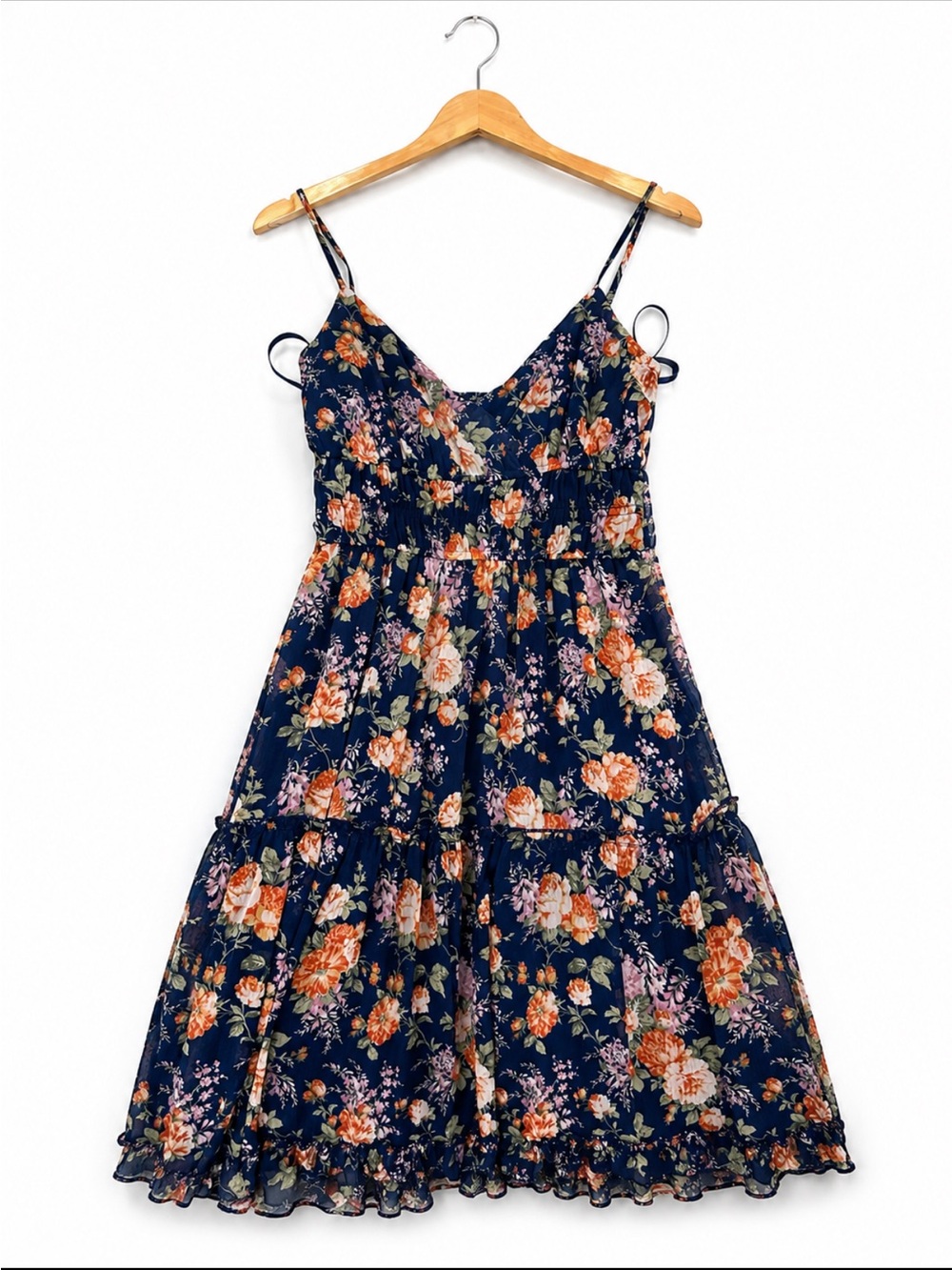 Navy Floral Spaghetti Strap Sundress